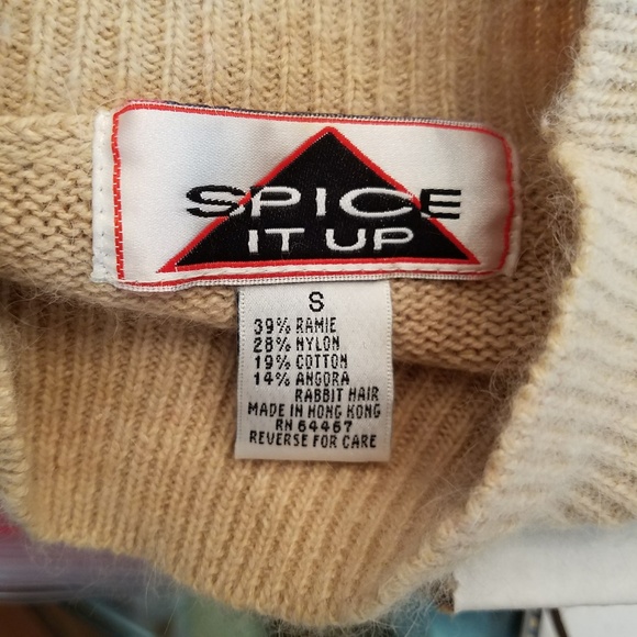 SOLD Spice It Up Womens Fuzzy Sweater Tan Cable - Picture 7 of 7